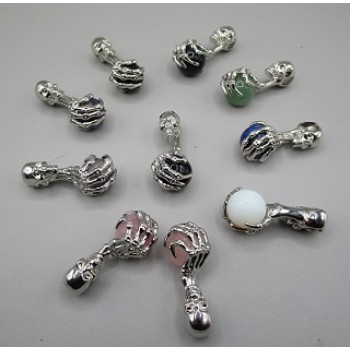 GPK Skull Claw holding 18mm Sphere Pendant - 10 pcs mix stones on sphere pack (about 1.5 inch long)